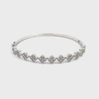 14K White Gold Diamond Clover Cluster Bangle Bracelet with 55 Diamonds