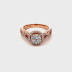 14K Rose Gold Halo Twist Illusion Ring with 71 Diamonds