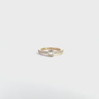14K Yellow Gold Emerald Cut Illusion Diamond Ring with Pave Side Stones