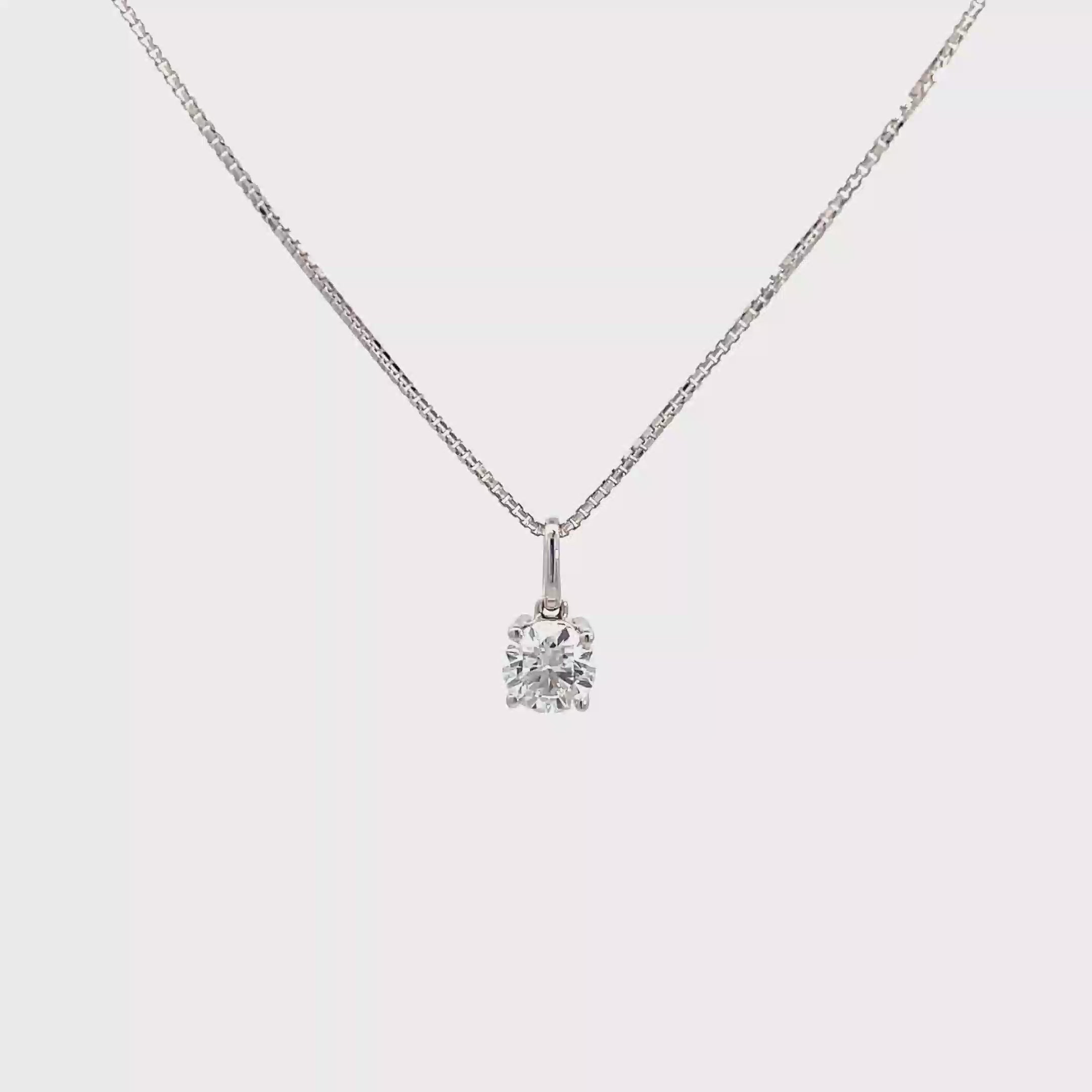 14K White Gold Lab Grown Solitaire Pendant