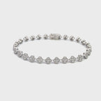 14K White Gold Diamond Clover Cluster Tennis Bracelet
