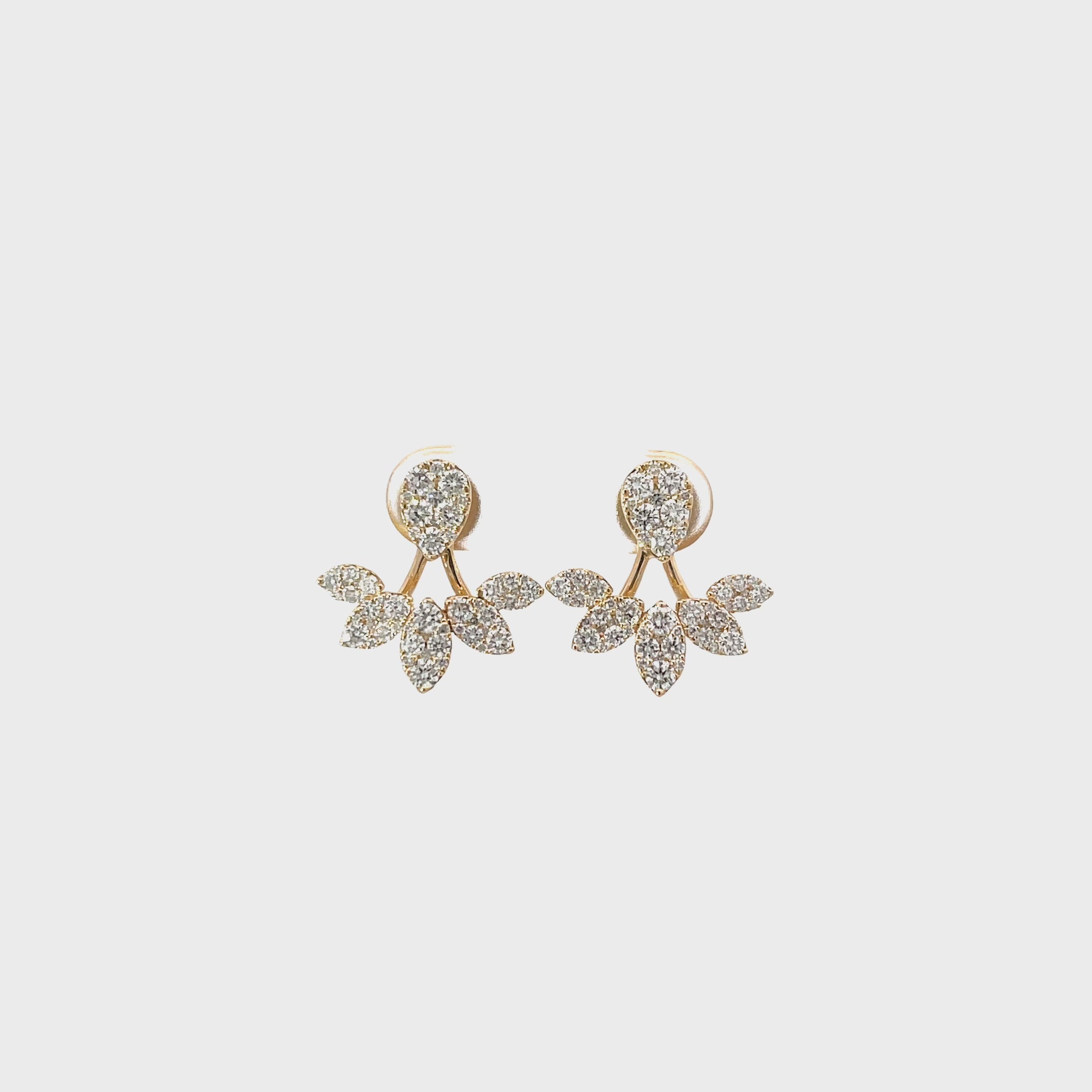 14K Yellow Gold Leaf-Inspired Diamond Jacket Earrings
