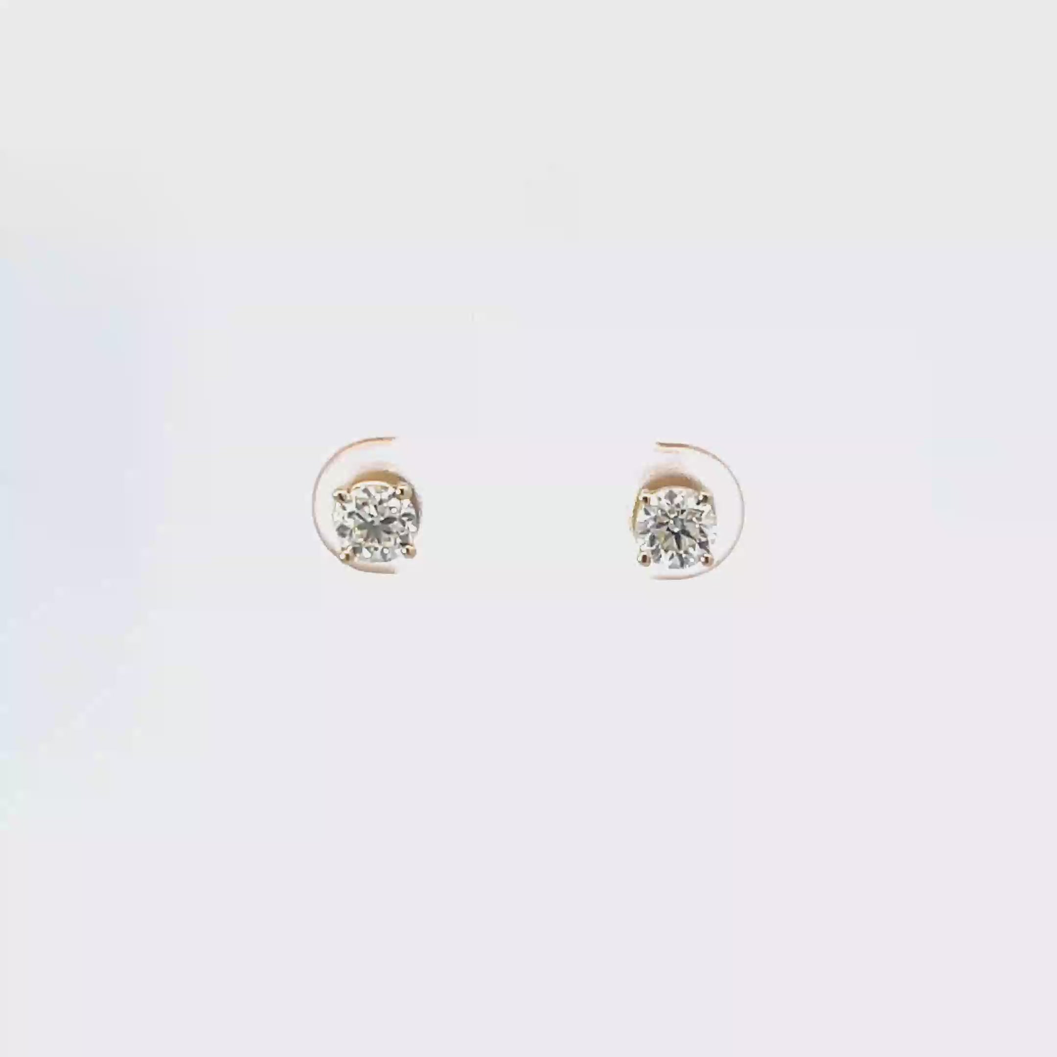 14K Yellow Gold Solitaire Studs
