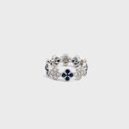 Floral 14K White Gold Sapphire and Diamond Eternity Ring