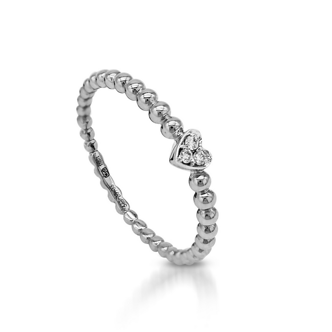 Petite Bead Heart Ring MD09107