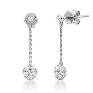 Cluster White Gold Drop Earrings MD07856