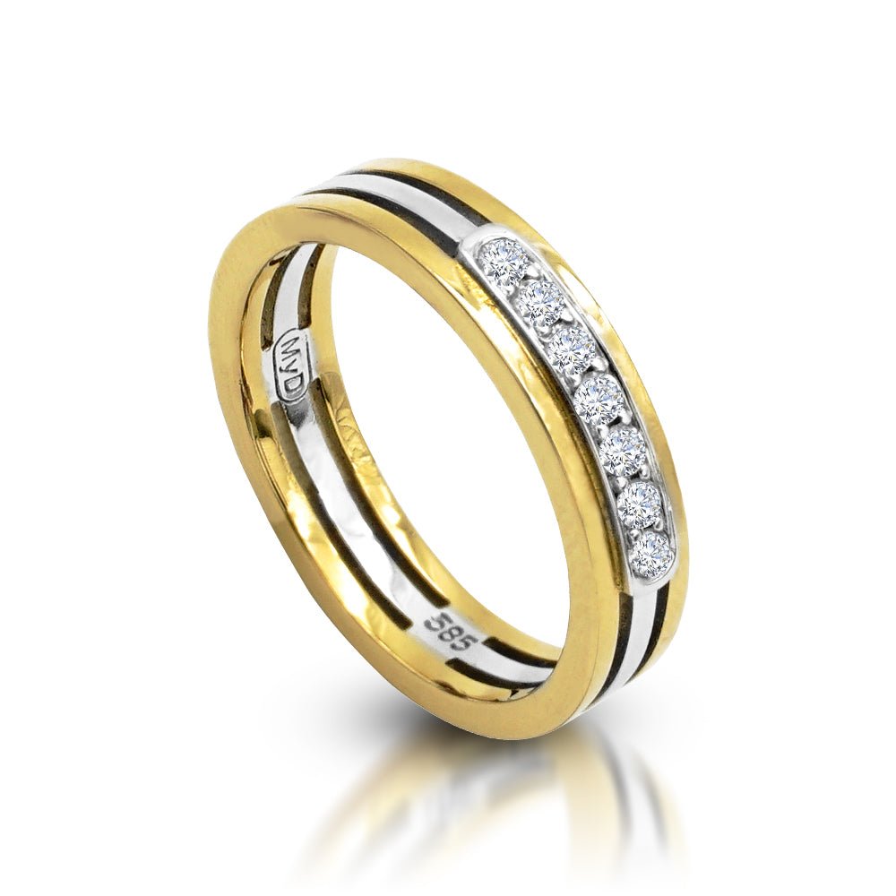 Two-Tone Double Gap Wedding Band MD03028