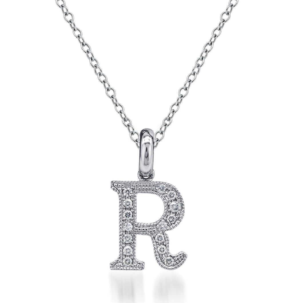 14K Gold Block Letter Initial R Necklace RCR10969-18 | Falls Jewelers |  Concord, NC