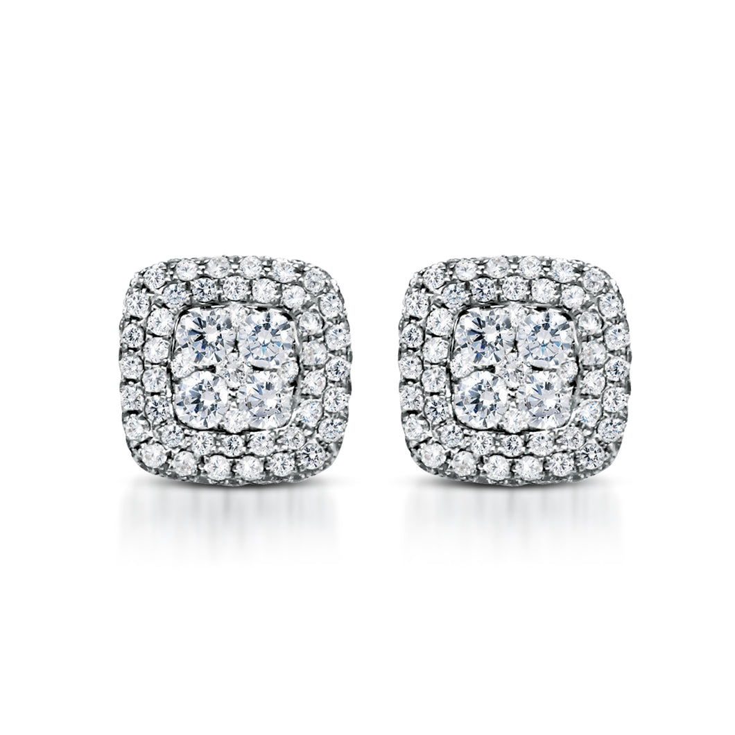 Cushion-Shaped Double Halo Stud Earrings MD01420