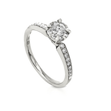 Load image into Gallery viewer, Claw Prong Milgrain Ring with Pave-Set Side Stones MD119073

