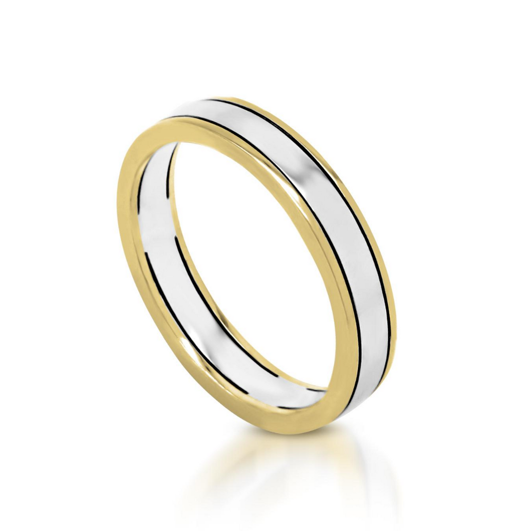 Two-Tone Yellow Gold Edge Wedding Ring MD01238