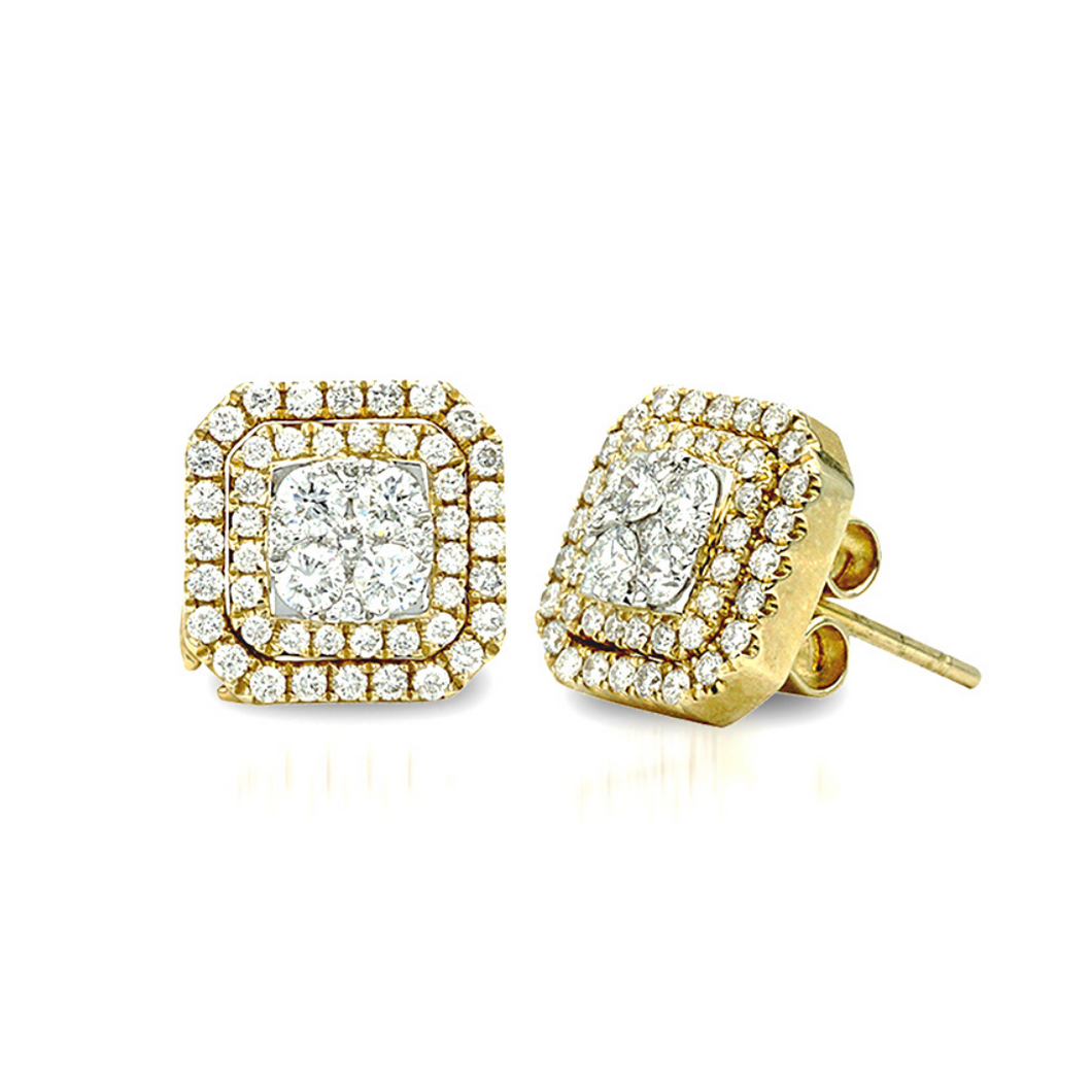 Diamond-Shaped Two Way Illusion Earrings MD08176
