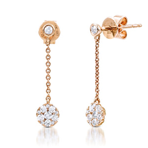 Cluster Rose Gold Drop Earrings MD07858