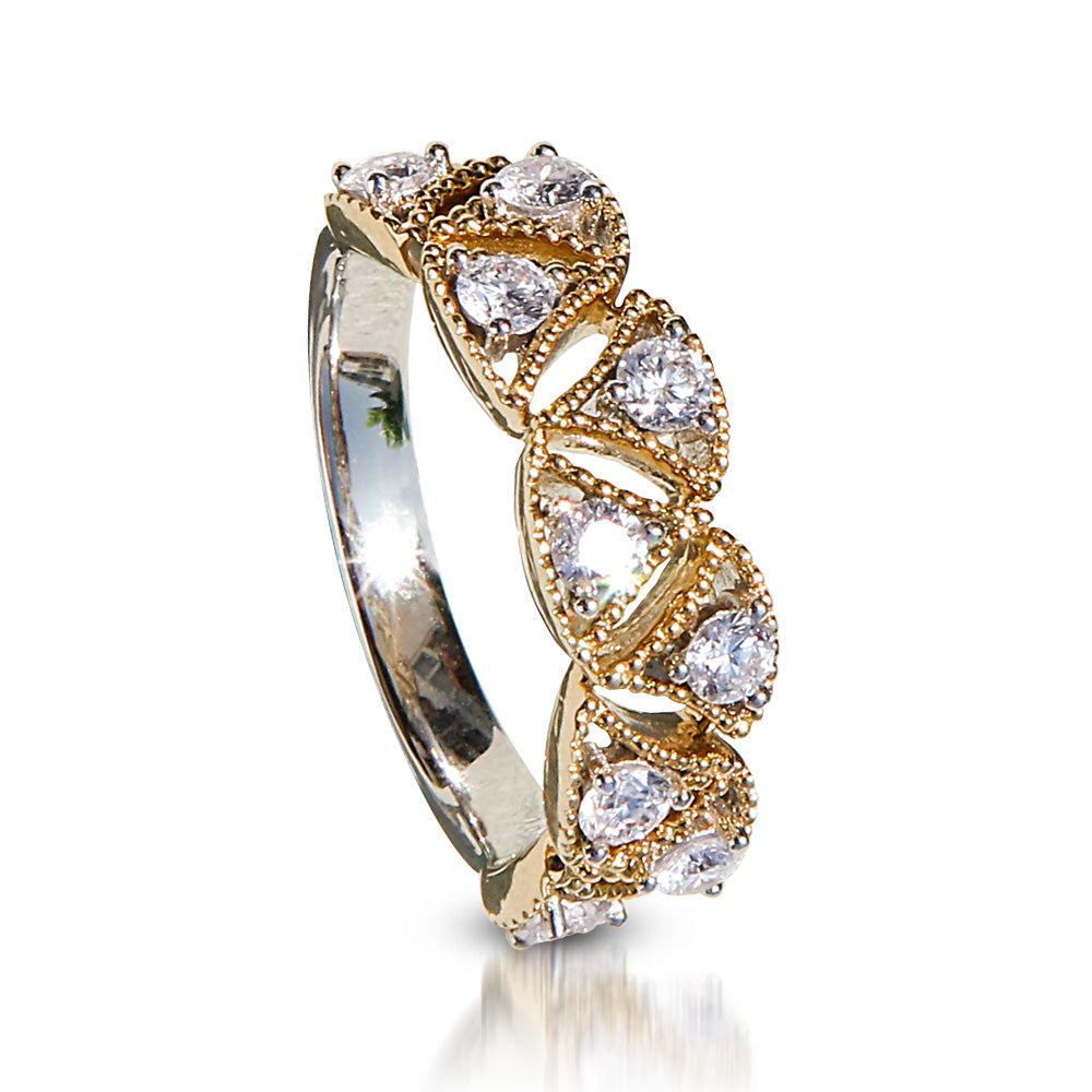 Double-Row Alternating Diamond Cocktail Ring MD07649