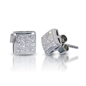 Square-Shaped Diamond Stud Earrings MD08140