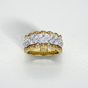 Double Row Diamond Edged With Marquis Milgrain Ring MD07290